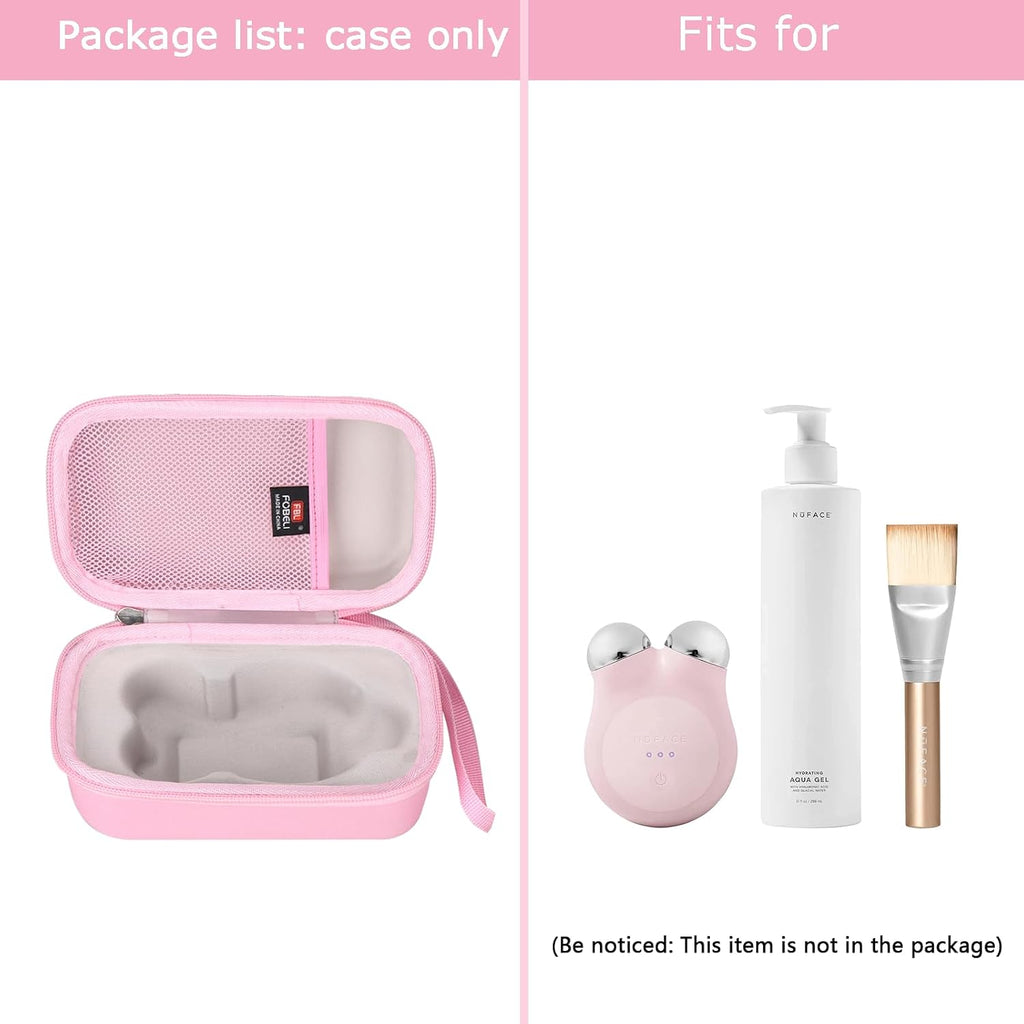 Hard Travel Case for Nuface Mini/Mini+ Starter Kit, Hunvva EP-300 Mini Microcurrent Facial Device (Case Only) (Pink)