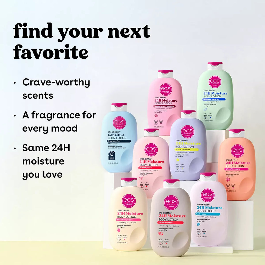 Eos Shea Better 24H Moisture Body Lotion - Fragrance Free - 16 Fl Oz: Whole Body, Bottle, Normal Skin