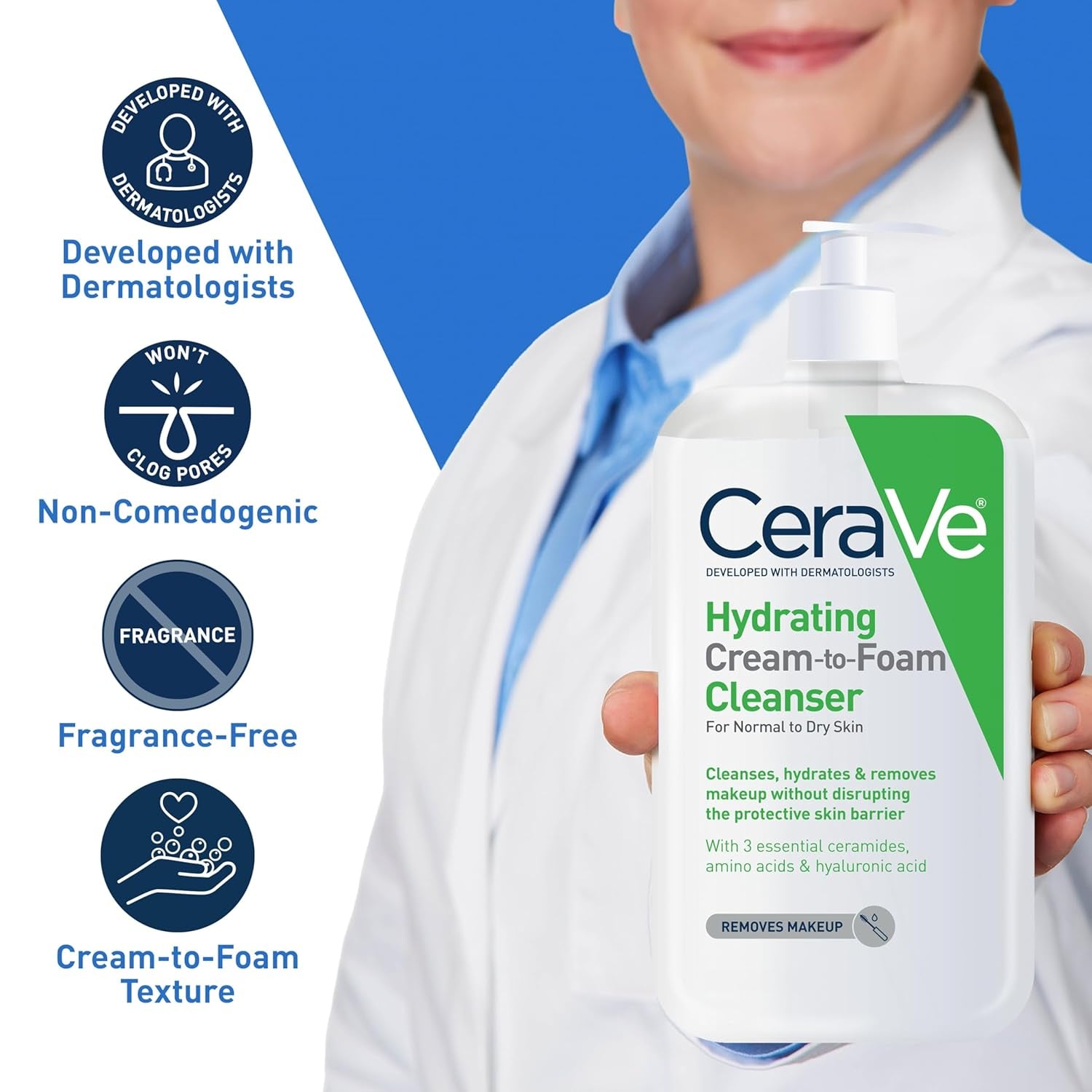 Hydrating Cream to Foam Cleanser, 19 Fluid Ounce + Hydrating Cream to Foam Cleanser, 16 Ounce Refill