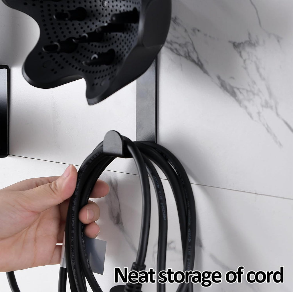 Hair Dryer Holder Compatible with Shark Flexstyle, Wall Mount Organizer for Shark Flex Style HD430/HD435/HD440BK/HD433CP Attachments, Storage Rack for Curlers Brushes Diffuser Accessories