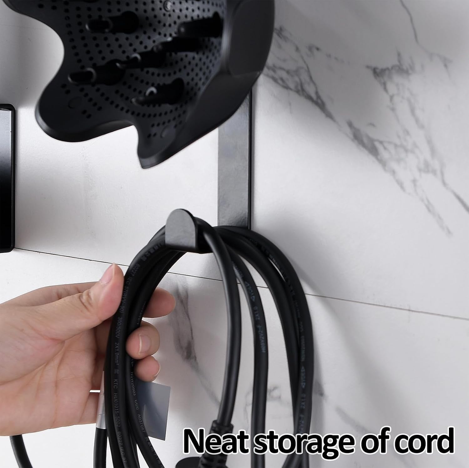 Hair Dryer Holder Compatible with Shark Flexstyle, Wall Mount Organizer for Shark Flex Style HD430/HD435/HD440BK/HD433CP Attachments, Storage Rack for Curlers Brushes Diffuser Accessories