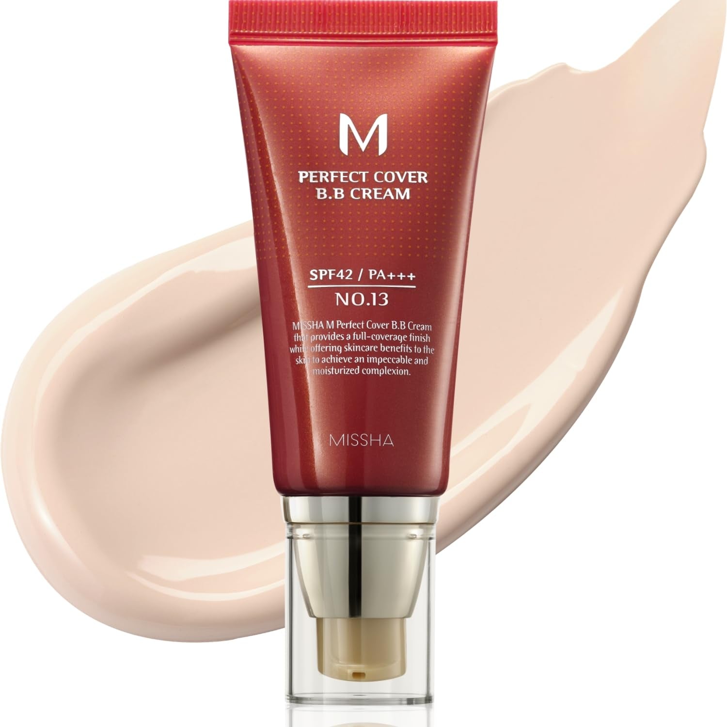 M Perfect Cover BB Cream No.13 Bright Beige - Fair with Cool Undertone SPF 42 PA +++ 1.69 Fl Oz - Tinted Moisturizer for Face with SPF