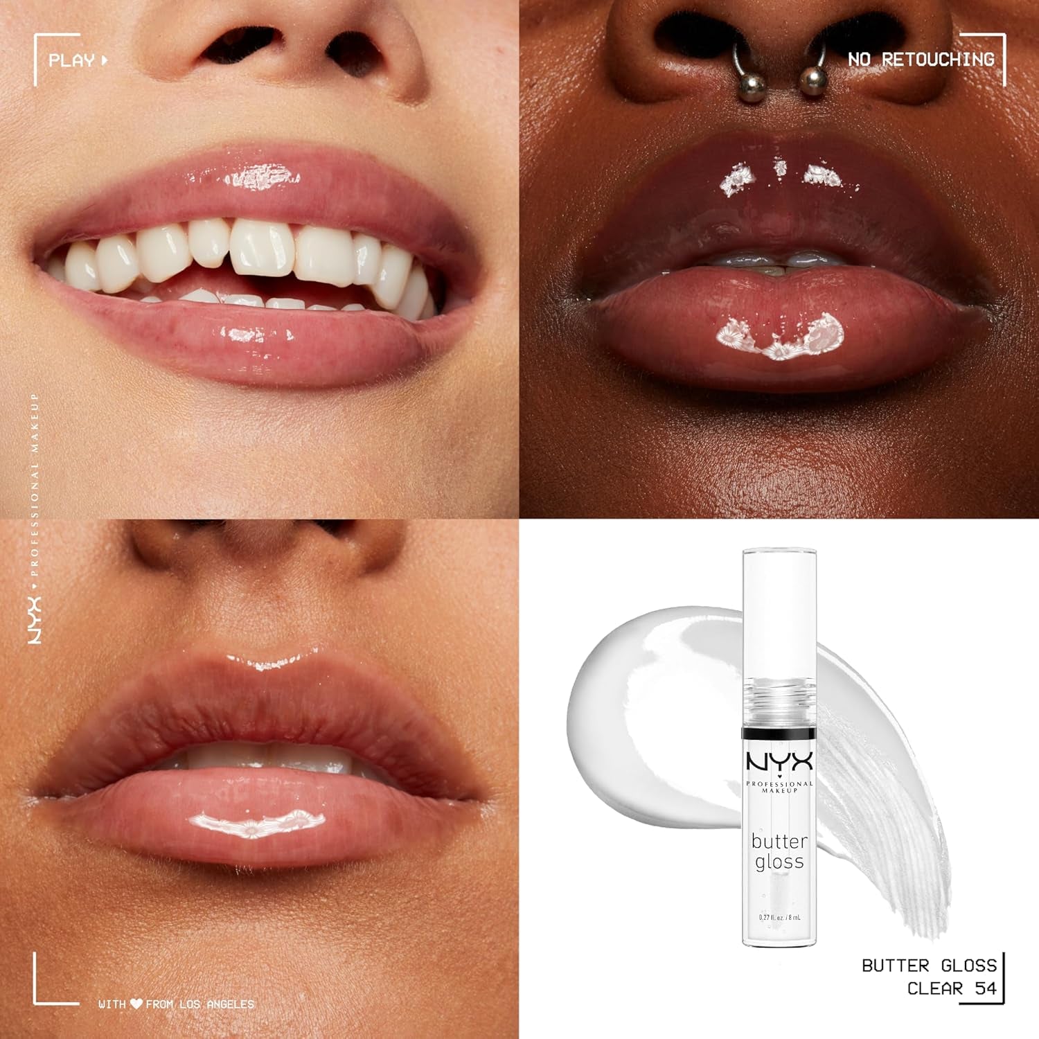 PROFESSIONAL MAKEUP Butter Gloss, Non-Sticky Lip Gloss - Sugar Glass ,Clear