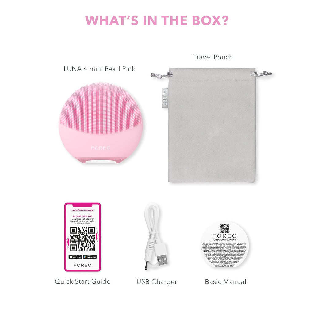 LUNA 4 Mini Face Cleansing Brush & Face Massager - Premium Face Care - Enhances Absorption of Facial Skin Care Products - Simple Skin Care Tools - for All Skin Types- Pearl Pink