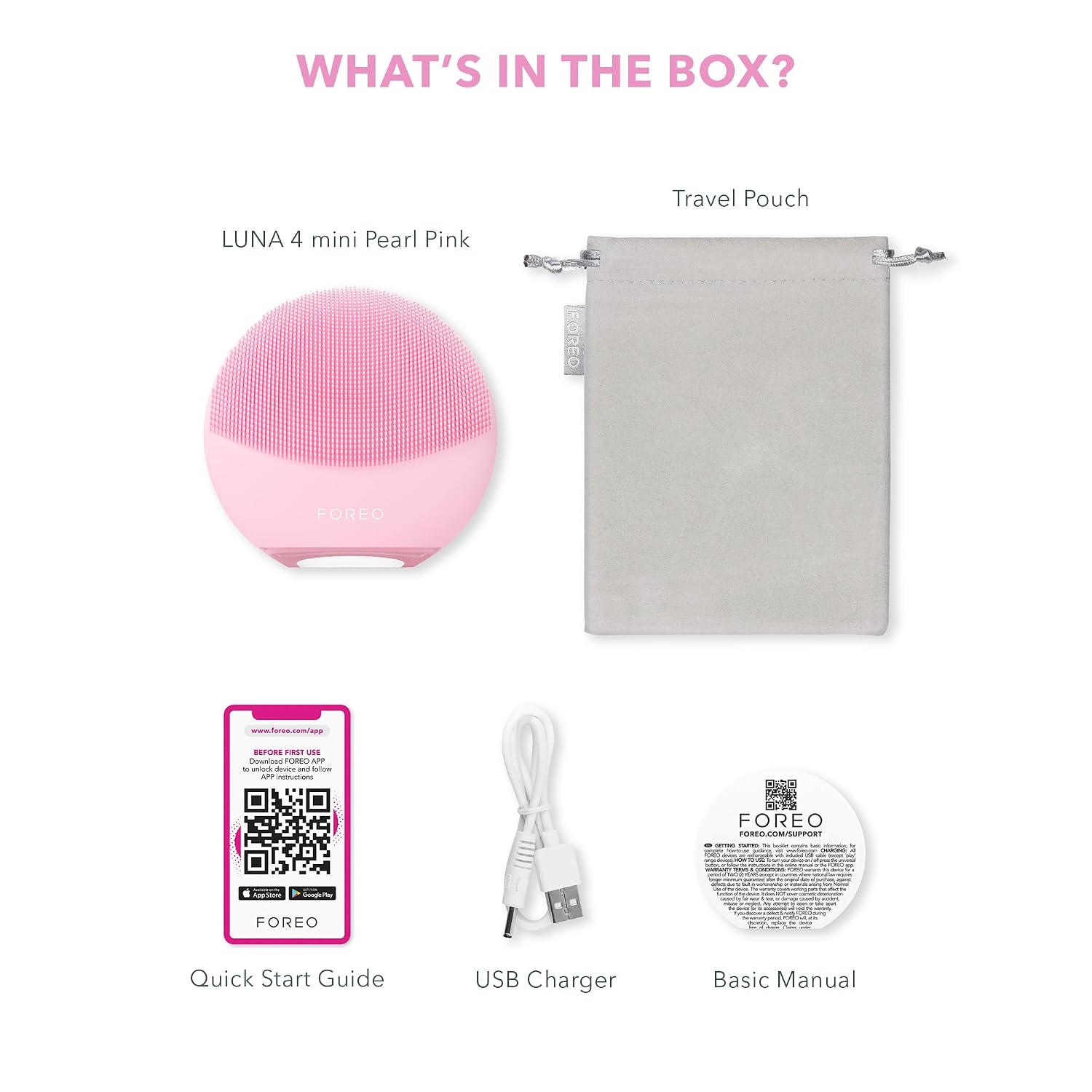 LUNA 4 Mini Face Cleansing Brush & Face Massager - Premium Face Care - Enhances Absorption of Facial Skin Care Products - Simple Skin Care Tools - for All Skin Types- Pearl Pink