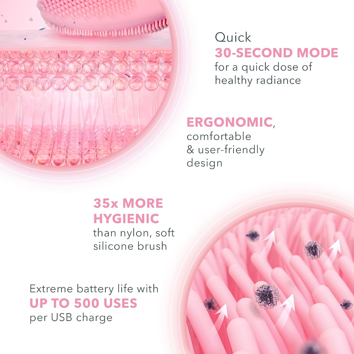 LUNA 4 Mini Face Cleansing Brush & Face Massager - Premium Face Care - Enhances Absorption of Facial Skin Care Products - Simple Skin Care Tools - for All Skin Types- Pearl Pink