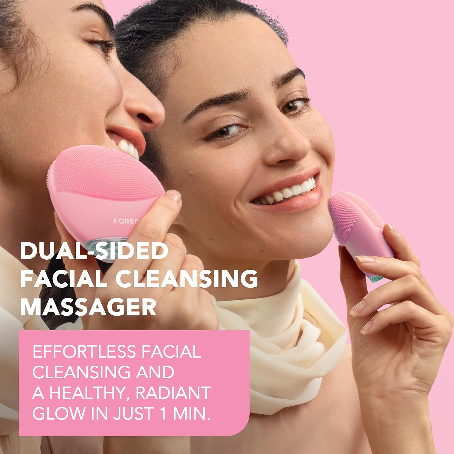 LUNA 4 Mini Face Cleansing Brush & Face Massager - Premium Face Care - Enhances Absorption of Facial Skin Care Products - Simple Skin Care Tools - for All Skin Types- Pearl Pink