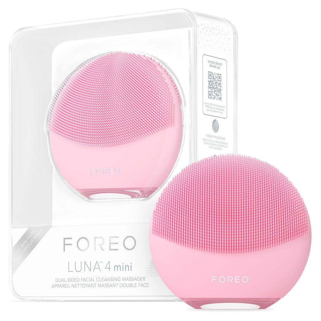 LUNA 4 Mini Face Cleansing Brush & Face Massager - Premium Face Care - Enhances Absorption of Facial Skin Care Products - Simple Skin Care Tools - for All Skin Types- Pearl Pink