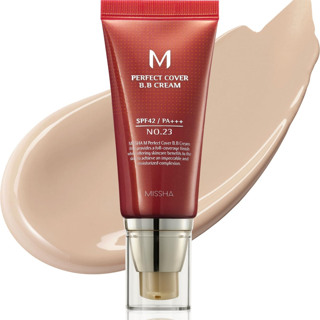 M Perfect Cover BB Cream No.23 Natural Beige -Light/Medium with Cool/Neutral Undertone SPF 42 PA +++ 1.69 Fl Oz - Tinted Moisturizer for Face with SPF