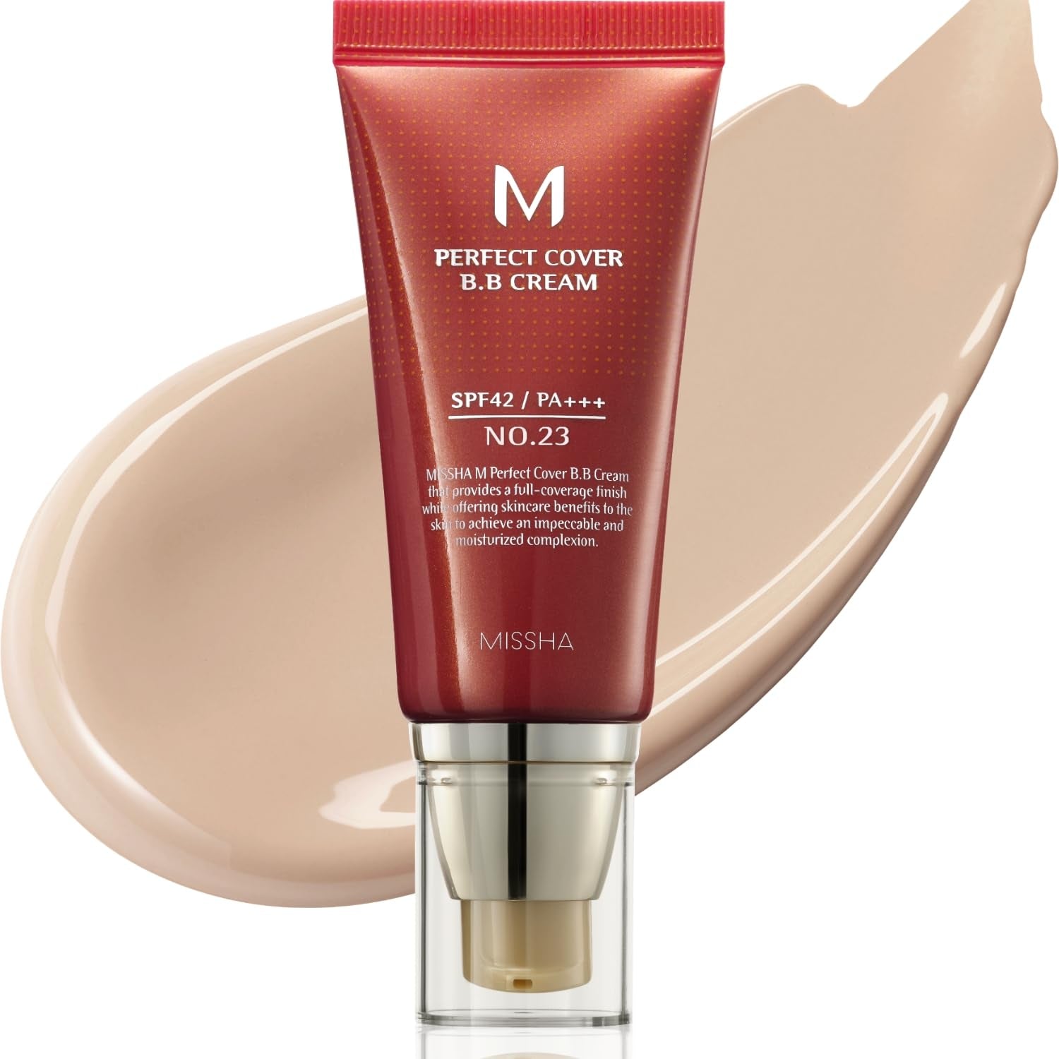 M Perfect Cover BB Cream No.23 Natural Beige -Light/Medium with Cool/Neutral Undertone SPF 42 PA +++ 1.69 Fl Oz - Tinted Moisturizer for Face with SPF