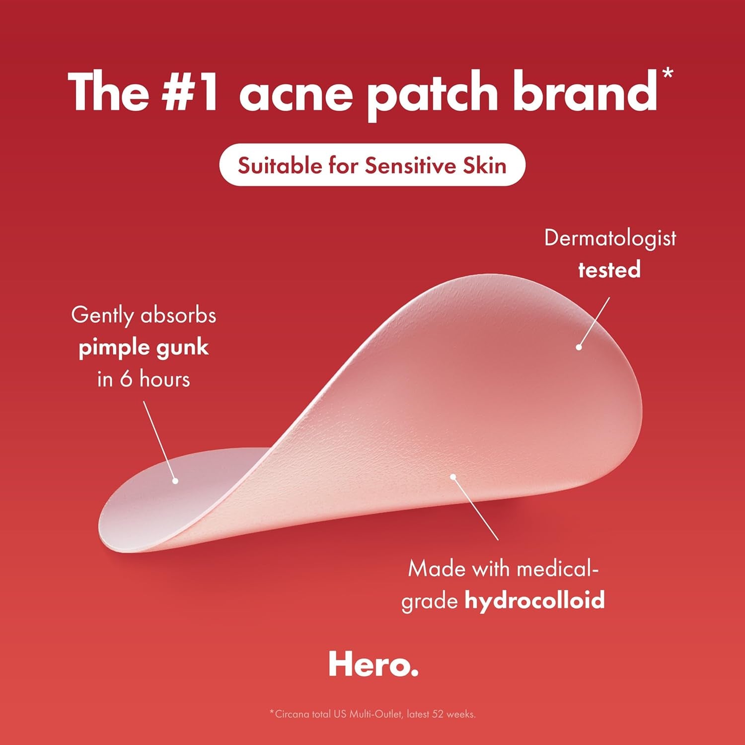 Hero Cosmetics Original Nighttime Acne Pimple Patches, 36 Ct | #1 Hydrocolloid Acne Patches, Shrinking Zits & Whiteheads in 1 Use, Spot Treatment, Pimple Stickers for Face