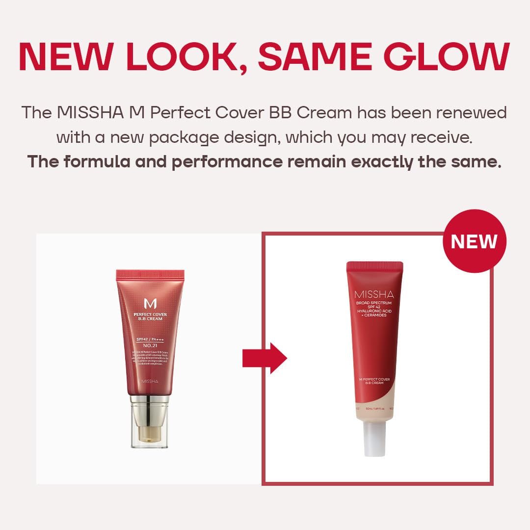 M Perfect Cover BB Cream No.23 Natural Beige -Light/Medium with Cool/Neutral Undertone SPF 42 PA +++ 1.69 Fl Oz - Tinted Moisturizer for Face with SPF