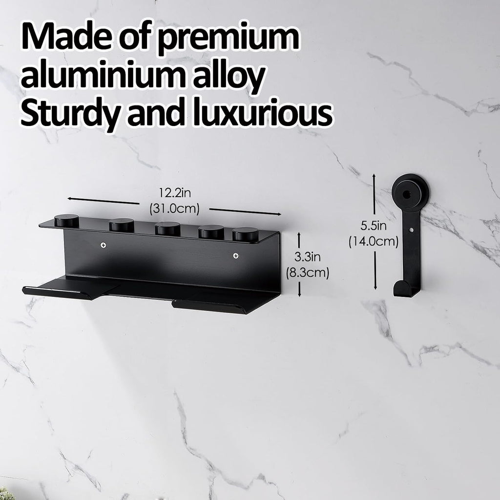 Hair Dryer Holder Compatible with Shark Flexstyle, Wall Mount Organizer for Shark Flex Style HD430/HD435/HD440BK/HD433CP Attachments, Storage Rack for Curlers Brushes Diffuser Accessories