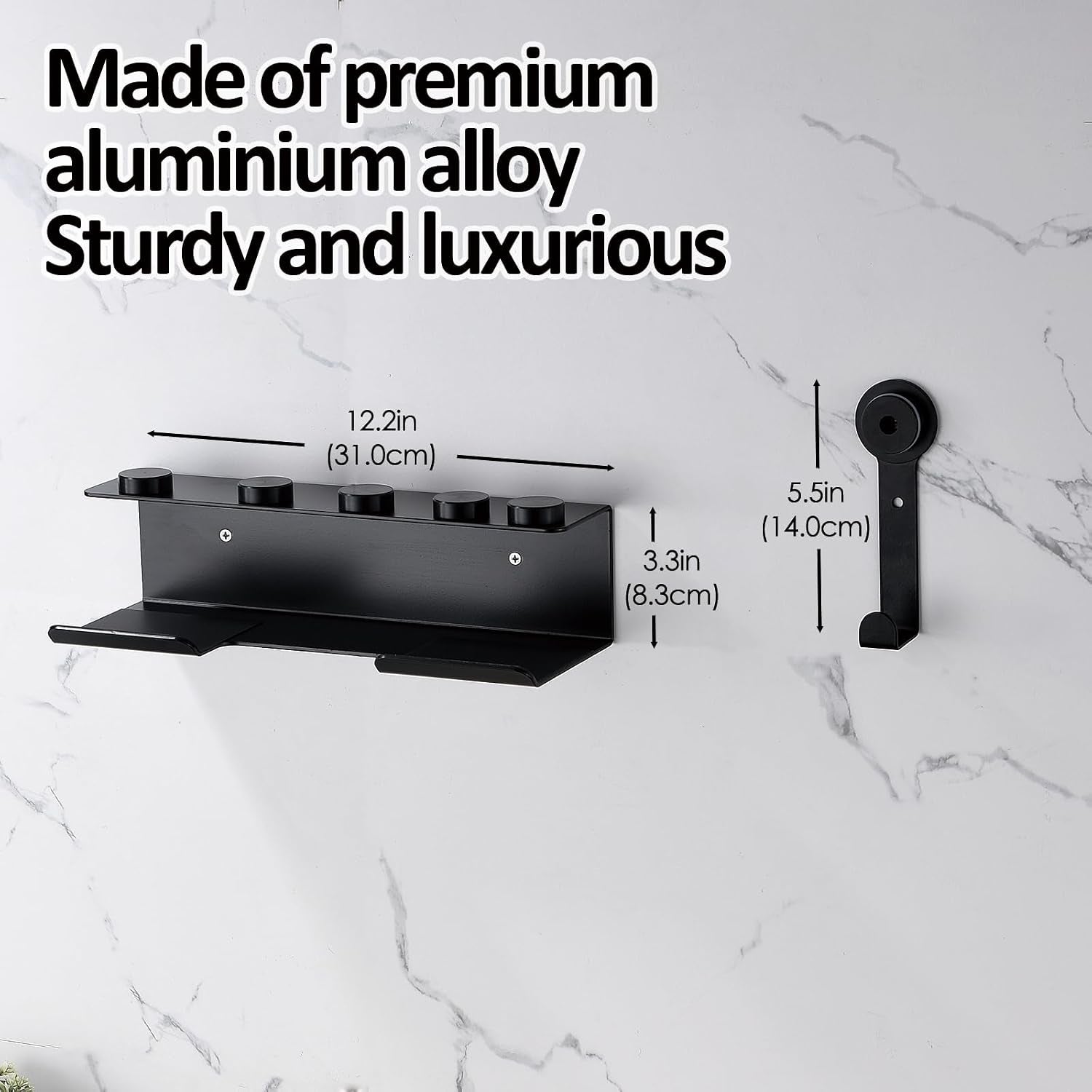 Hair Dryer Holder Compatible with Shark Flexstyle, Wall Mount Organizer for Shark Flex Style HD430/HD435/HD440BK/HD433CP Attachments, Storage Rack for Curlers Brushes Diffuser Accessories