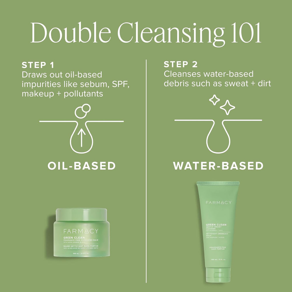 Sensitive Skin Makeup Remover Cleansing Balm - Green Clean Waterproof Makeup Remover Balm + Oil Cleanser for Face - Melts Make up + SPF - Hydrates + Softens Skin - Fragrance-Free (200Ml)