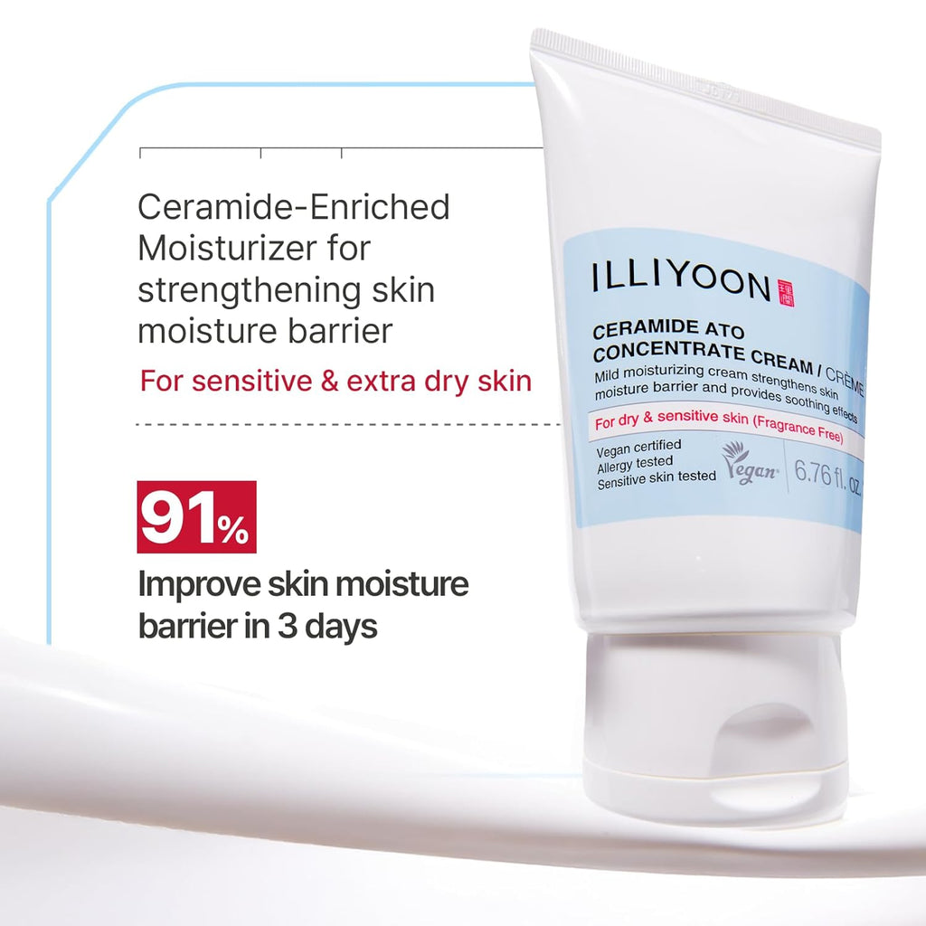 Ceramide Ato Concentrate Cream | Moisturizer for Dry & Sensitive Skin, 100Hr Lasting Hydration, for Face & Body, Gentle for Infants, Moisture Barrier Repair, Vegan Certified, 2.53 Fl.Oz.
