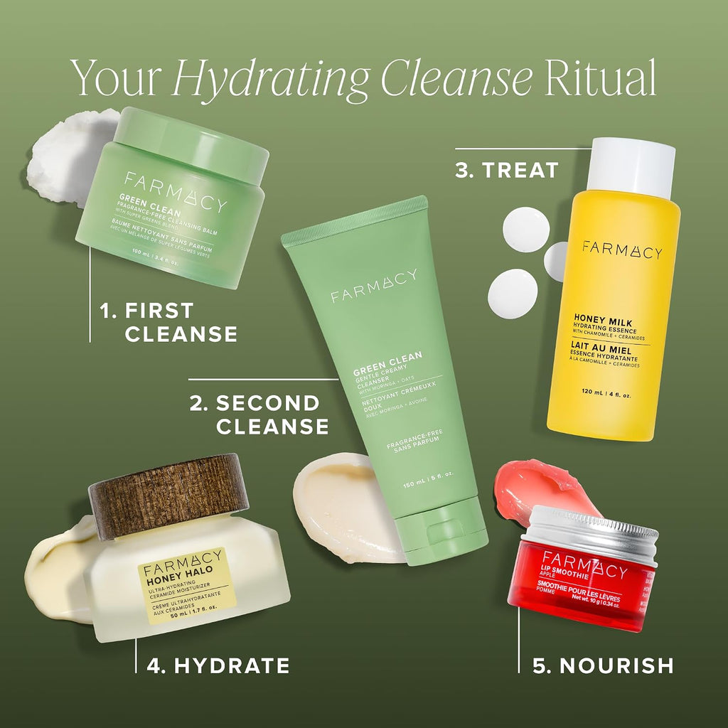 Sensitive Skin Makeup Remover Cleansing Balm - Green Clean Waterproof Makeup Remover Balm + Oil Cleanser for Face - Melts Make up + SPF - Hydrates + Softens Skin - Fragrance-Free (200Ml)