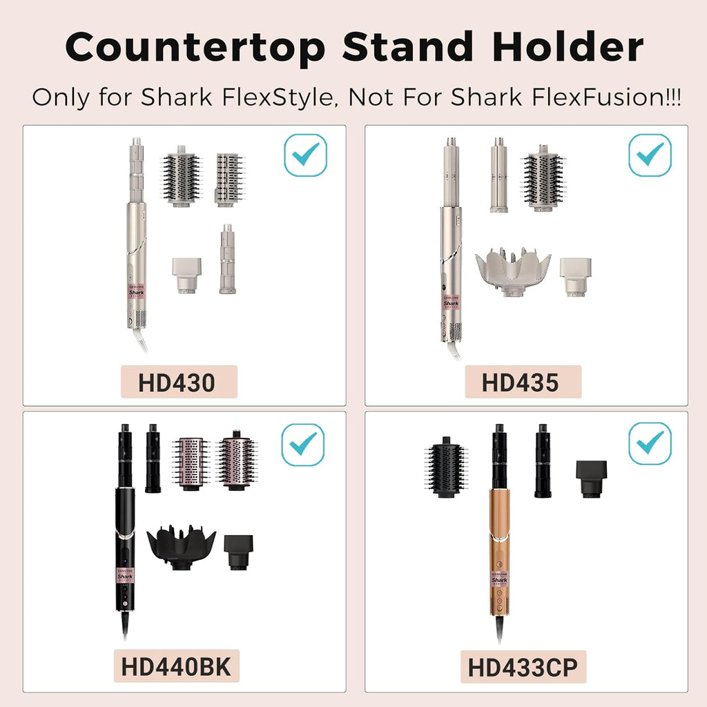 Hair Dryer Holder Compatible with Shark Flexstyle, Wall Mount Organizer for Shark Flex Style HD430/HD435/HD440BK/HD433CP Attachments, Storage Rack for Curlers Brushes Diffuser Accessories